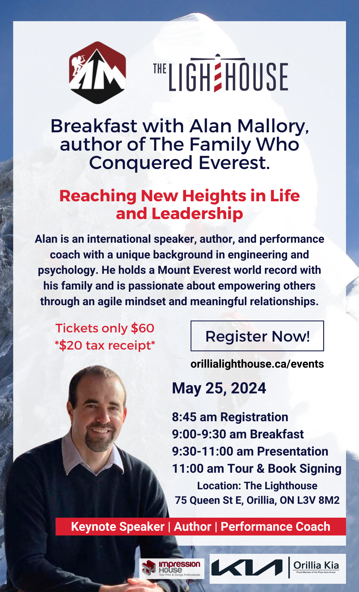 breakfast with Alan Mallory poster information for The Lighthouse Event