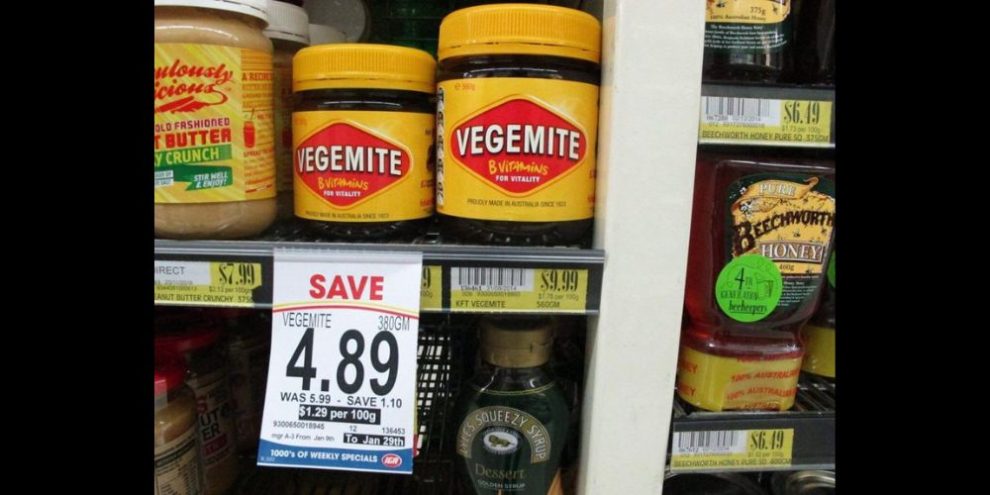 Vegemite on a supermarket shelf