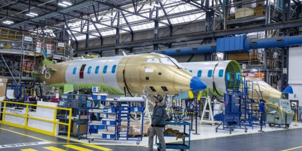 Bombardier Challenger jet manufacturing facility in Dorval, Quebec, where the type of aircraft purchased by Ontario is produced