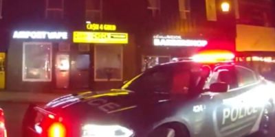 Barrie police cruiser after officers charged a driver seen going the wrong way on Clapperton Street with impaired driving