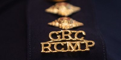 RCMP epaulette displayed in Edmonton on February 5, 2025.