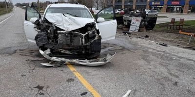 Emergency crews respond to a collision between a pickup truck and a van on Huronia Road in Barrie, where two drivers were taken to hospital.