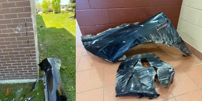 Pickup slams into Bradford McDonald’s, driver flees scene