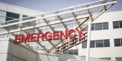 Emergency department sign at a hospital, photographed outside on March 20, 2025.