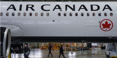 Air Canada Airbus aircraft on the tarmac during a media preview at Vancouver International Airport