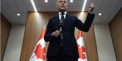 Prime Minister Mark Carney speaks during a media availability at the NATO Summit in Ankara, Turkey, on July 8, 2026.