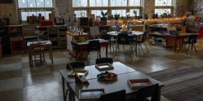 Empty classroom at an elementary school in Toronto