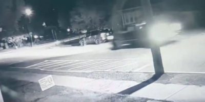 PP surveillance image of a dark pickup truck allegedly linked to an overnight vandalism spree in Gravenhurst