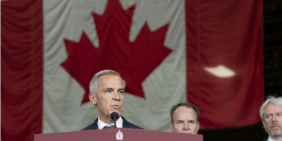 Prime Minister Mark Carney speaks at the Alstom plant in Thunder Bay, Ont.