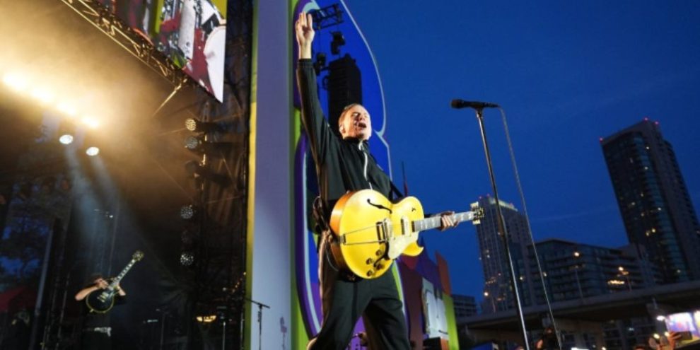 Bryan Adams performs during a countdown concert ahead of the World Cup soccer tournament in Toronto on June 10, 2026.
