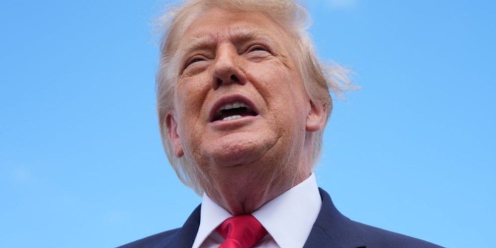 U.S. President Donald Trump speaks to reporters after arriving at an airport in Fort Myers, Florida, on October 23, 2026.